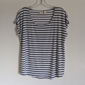 Chico's Black/White Striped Cap Sleeve Tee, Size L (2)